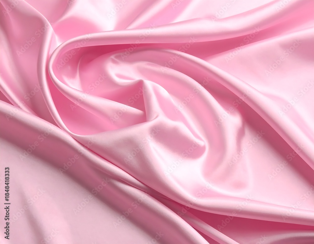 Fototapeta premium Close-up of glossy, pastel-pink satin fabric, with elegant folds