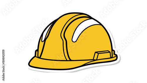 Yellow Hard Hat Icon - Safety Protection and Construction Symbol