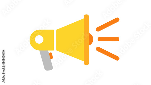 Yellow Megaphone Icon with Sound Waves