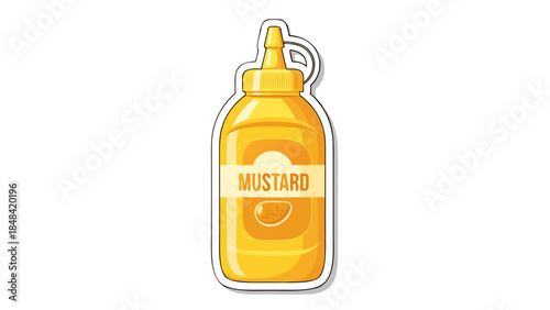 Yellow Squeeze Bottle of Mustard - Flat Illustration
