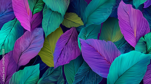 colorful purple blue violet leaves background, painting