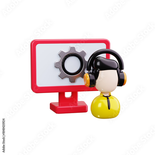 Virtual assistant 3d render icons