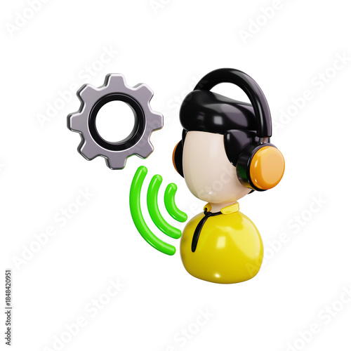 Voice command 3d render icons