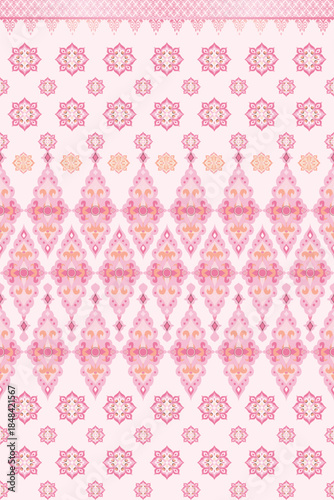Tribal Thai style pink set of seamless patterns