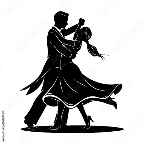 Couple Dancing Elegantly in a Classic Ballroom Setting