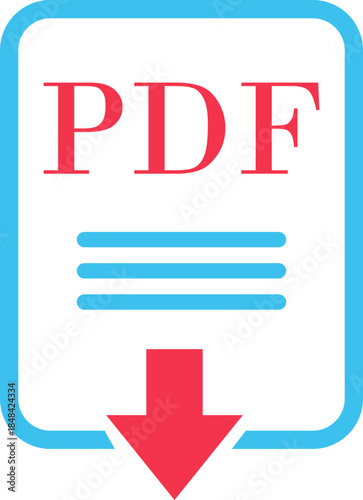 PDF File Format icon. PDF file download symbols. Format for texts, images, vector images, interactive forms. Type document, symbol web format information, file format symbol. Vector illustration.