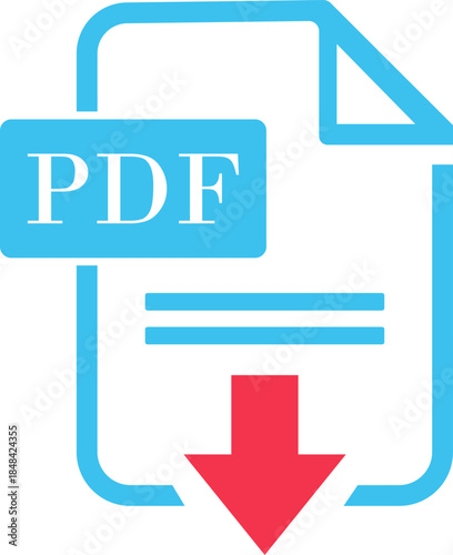 PDF File Format icon. PDF file download symbols. Format for texts, images, vector images, interactive forms. Type document, symbol web format information, file format symbol. Vector illustration.