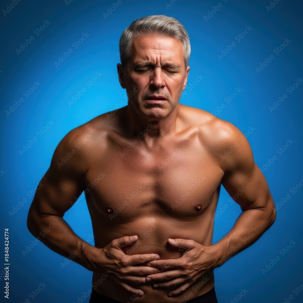 Fototapeta premium Man suffering from abdominal pain