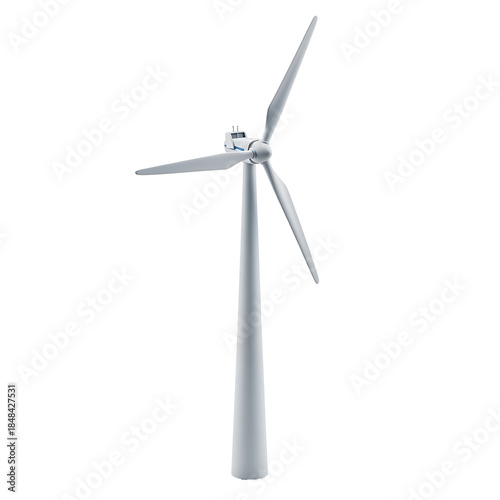 Tableau sur toile Modern Wind Turbine Generator for Renewable Energy Concept on Transparent Backgr