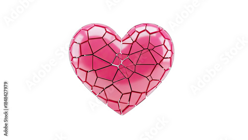 Wallpaper Mural Broken Heart - Shattered Pink Heart on White Background Torontodigital.ca