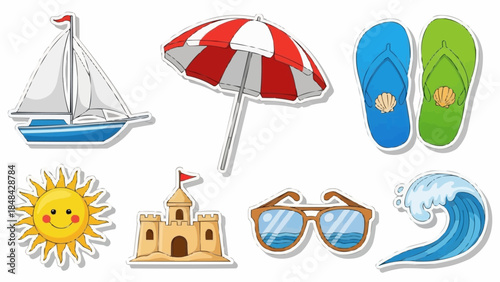 Summer Beach Vacation Icons Collection.