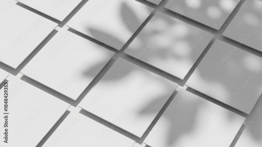Obraz premium Abstract shadow pattern on white surface mockup isolated on white background