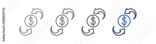 
outline icon set currency exchange with money design and up and down arrows