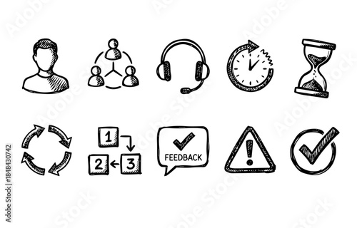 Hand Drawn Business Icons Collection
