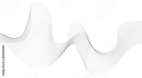 Abstract Wave Lines, Frequency Sound, and Data Science Creating New Possibilities in Design, Abstract black wavy lines background with copy space.