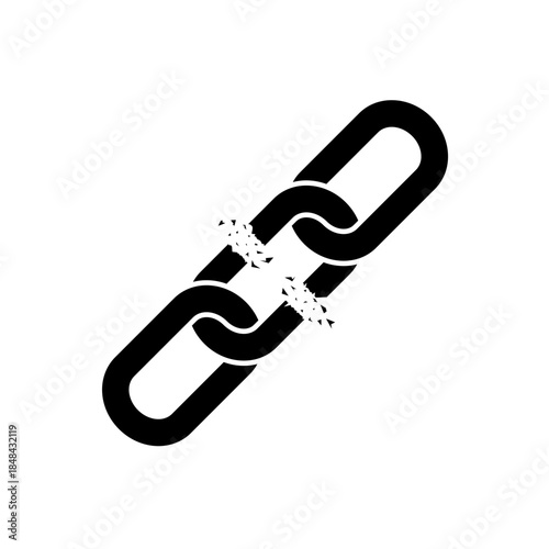 Broken chain link icon. Unlink, connection lost, separation concept symbol