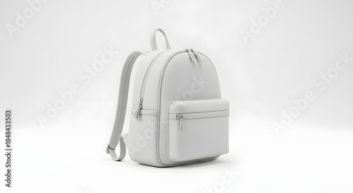 Minimalist white mini backpack with sleek modern design, studio product photography showcasing clean aesthetic and everyday versatility