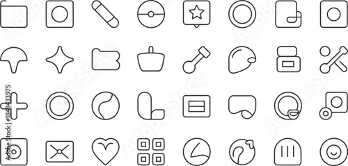 Various Line Art Icons Set Abstract Shapes Geometric Forms Keywords: icon, set, abstract, shape, geometric, form, design, symbol, illustration