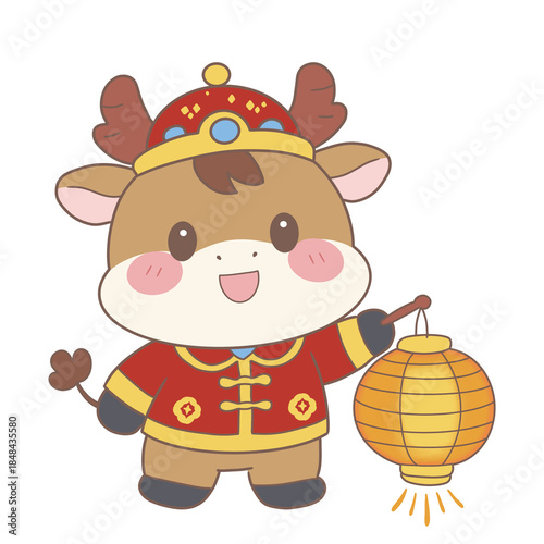 Chinese Lunar New Year The Year of Ox China Cow with cute smile face