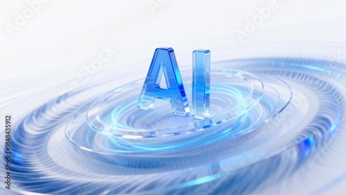 AI letters on glass with ripples