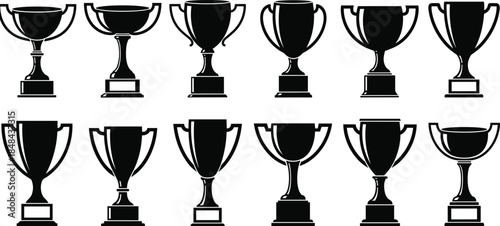 Set of three black silhouettes of professional men in business suits smoking cigarettes, with stylized smoke, 