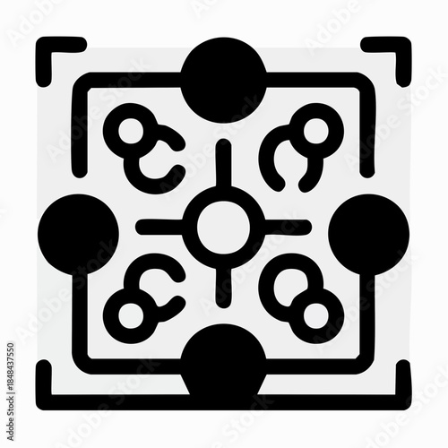 Symmetrical circuit board icon with central node and connectors