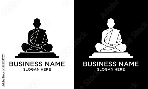 Serene Silhouette of a Meditating Monk in Lotus Position, Symbolizing Peace and Enlightenment.