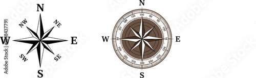 Vintage Nautical Compass Rose Vectors for Maps, Sailing Adventures, and Maritime Branding Designs