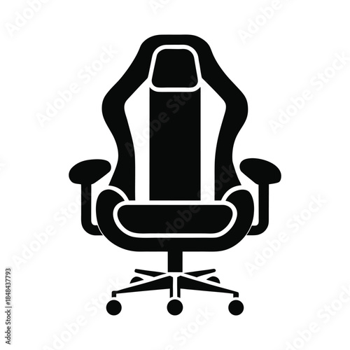 Ergonomic gaming chair vector icon in silhouette style professional computer seat for eSports and office use