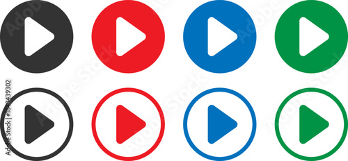 Creative Multimedia Icon Bundle – Professional Video Camera and Play Button Set in Bold Colors, Outlines, and Minimalist Designs