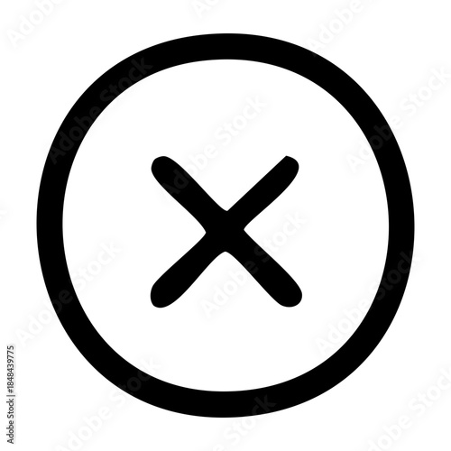 Outline of a circular icon containing an "X" mark, signifying rejection, a prohibited action, or an error. Related to forbidden items, negative status, or "no-go" zones in digital interfaces