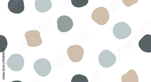 Colorful dots on white background.