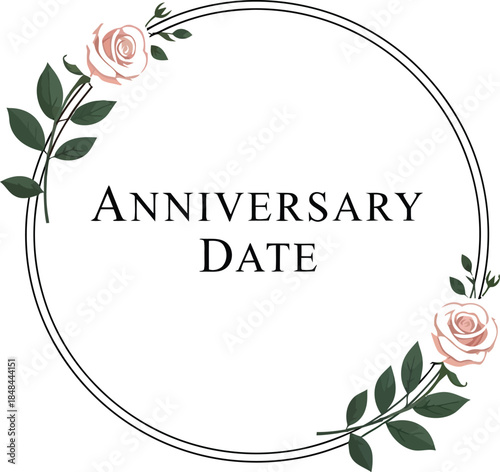Anniversary date template floral design elegant wedding celebration romantic invitation card graphic element