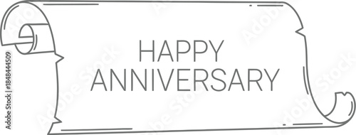 Happy anniversary scroll design celebration vintage parchment outline greeting card invitation element