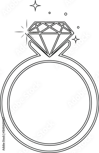 Diamond ring icon outline simple jewelry engagement proposal wedding anniversary celebration luxury gift