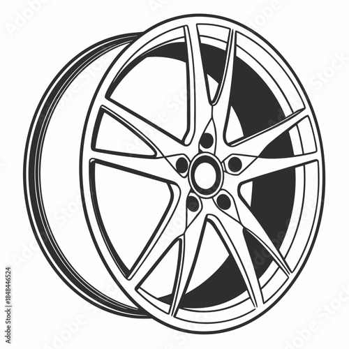 Black and white car rim with dual layer wheel performance rim