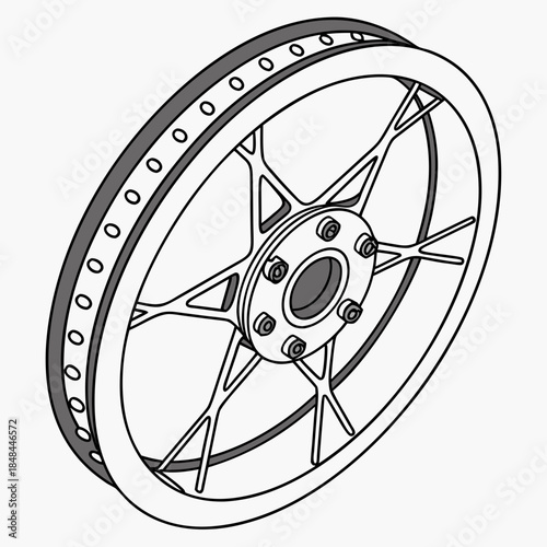 Realistic space rover wheel concept curve gray