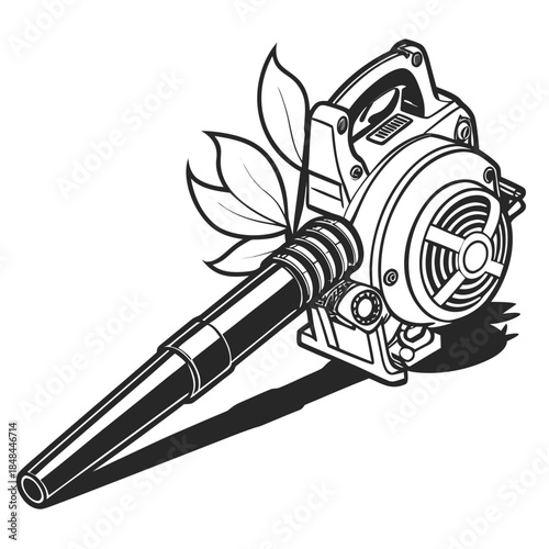 Leaf blower with mechanical fan and blowing leaves