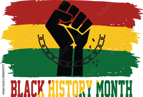 Black History Month Fist Breaking Chains Illustration