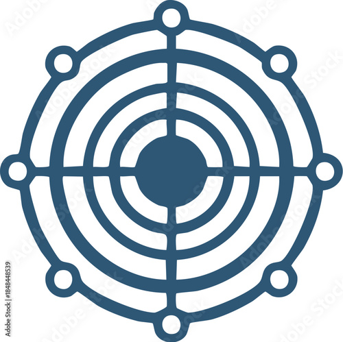A precise digital aiming system featuring a central target focus, representing strategic accuracy and interconnected network objectives for optimal operational performance and goal attainment