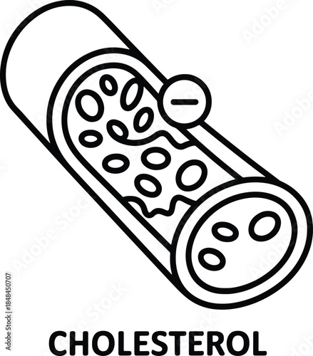 Cholesterol in Blood Vessel with Minus Sign