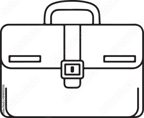 Outline icon of a briefcase, business bag, or satchel for documents and laptops, simple linear drawing
