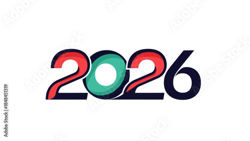 Modern Geometric 2026 New Year Design - Red Green and Blue Logo Style