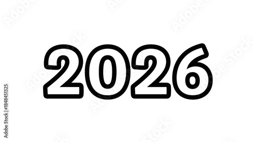 Bold Black Outline 2026 New Year Numbers - Thick Stroke Typography