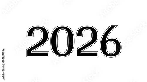 Elegant Black 2026 Serif Numbers - Luxury 3D Style Typography