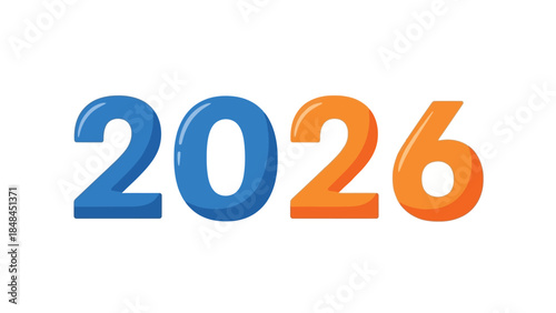 Blue and Orange 2026 Numbers - Bold Colorful Typography
