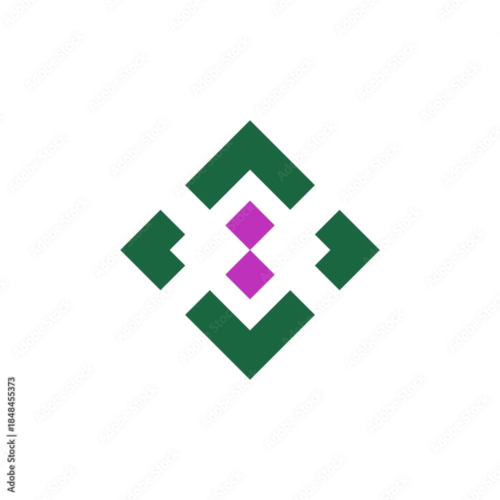 Obraz premium Geometric Square Frame with Purple Diamond Logo