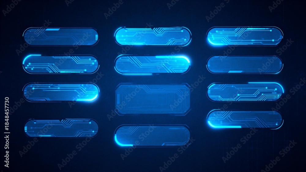 Obraz premium Blue glowing digital interface elements