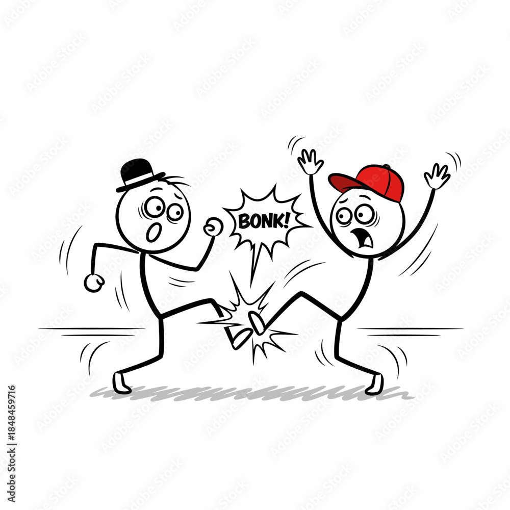 Fototapeta premium Comic Collision of Two Stick Figures