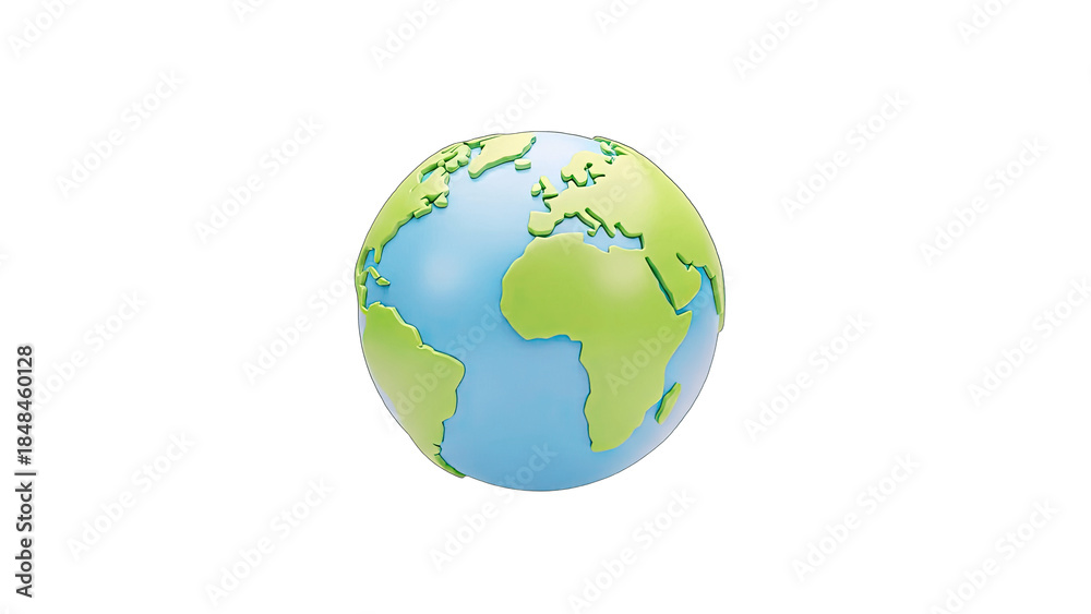 Naklejka premium Cartoon Earth Globe Isolated on White Background